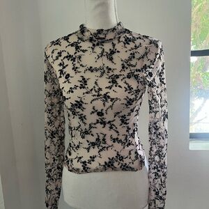 Topshop Black Floral Lace Blouse